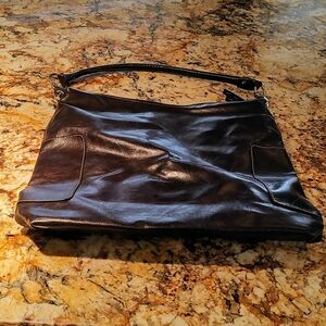 Chinese laundry Brown faux leather satchel bag. 16" by 15". Clean